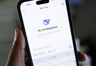 DeepSeek AI homepage displayed on a screen